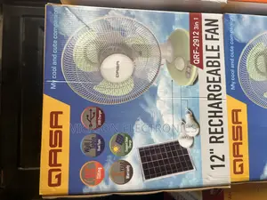 QASA 12” Rechargeable Fan With Panel and 2bulbs