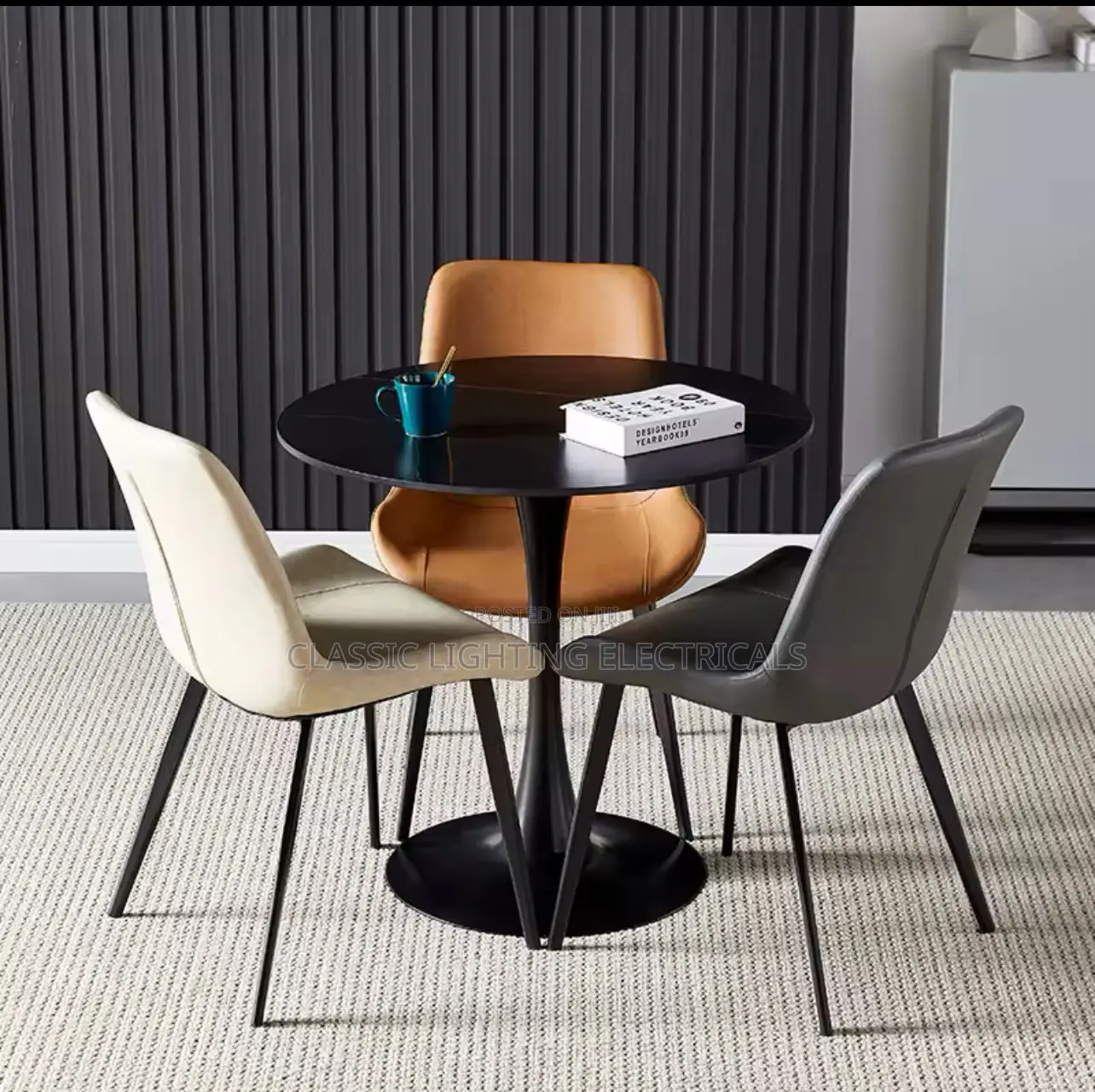 Nordic Black Dining Table Waterproof Base Protective