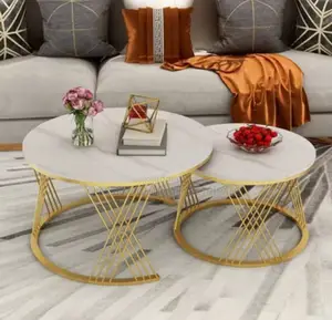 Luxury Metal Coffee Tables Modern Design Round Storage Coffe