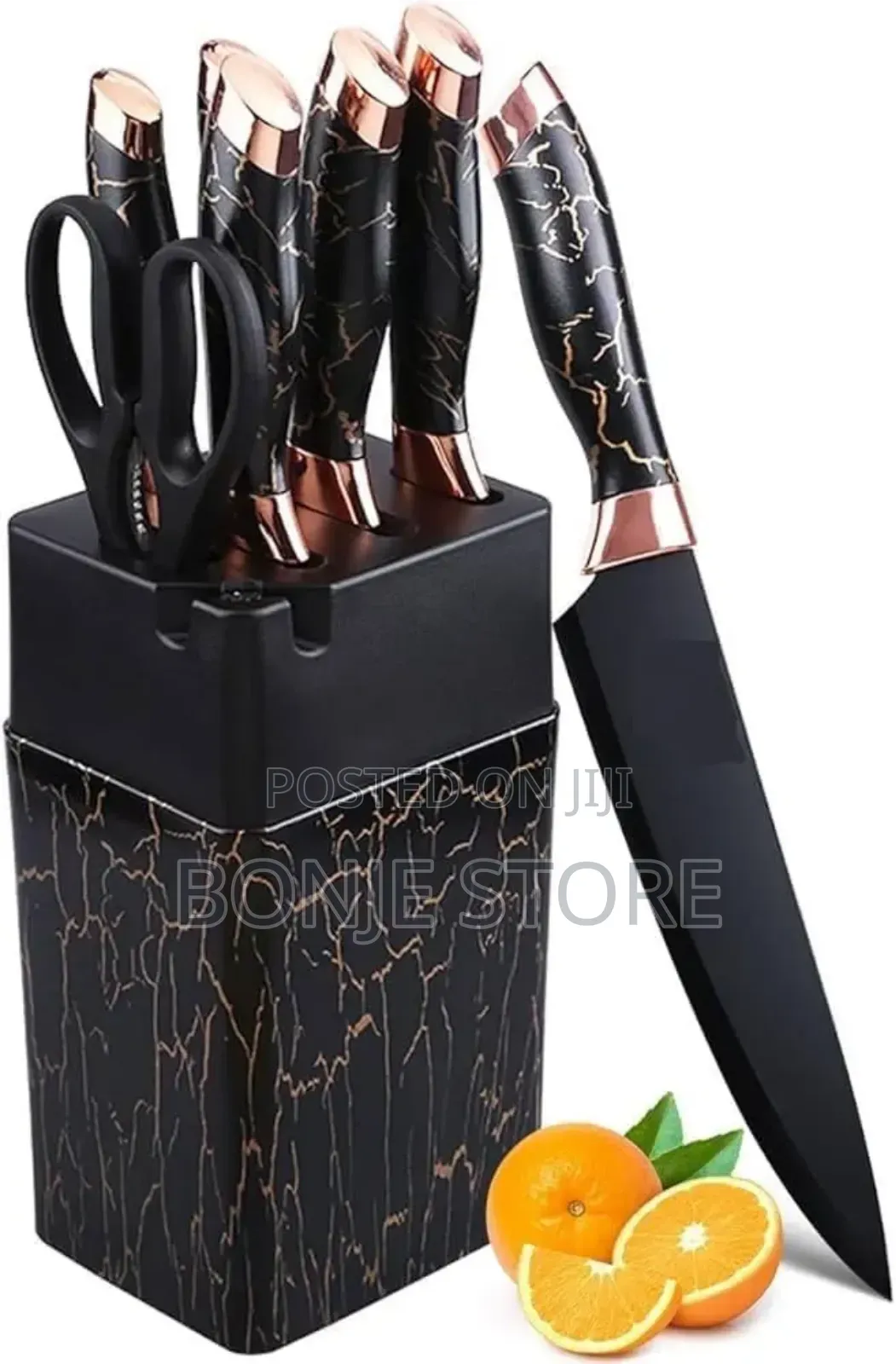 7pcs Marble Non Stick Coated Knife Set With Stand and Base