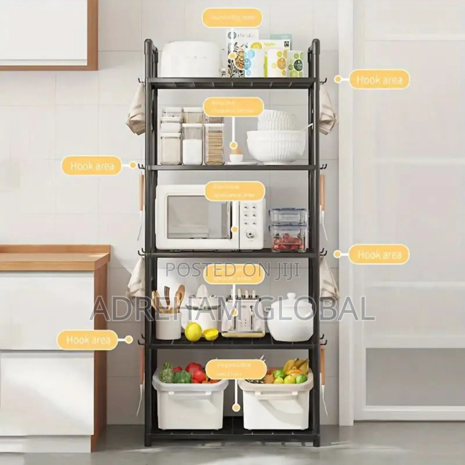Tier Storage Organizer Rack] 5-tier Plastic Kitchen Storage
