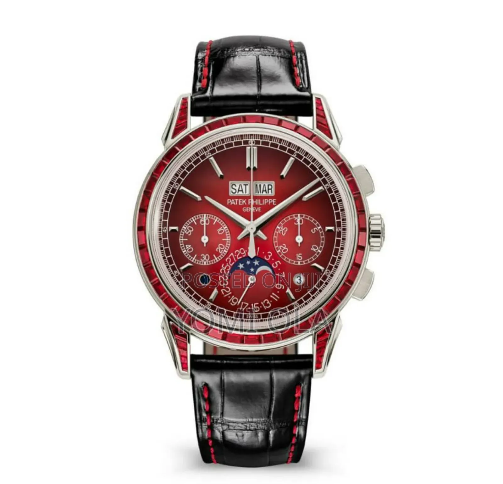 Patek Philippe Calendar Chronograph Ruby Gemstones Watch