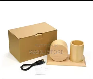 Wooden Digital Clock and Pen Holder (Round Shape)