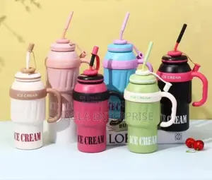 32oz Coffee,Tea Water Bottle Portable Handle and Straw