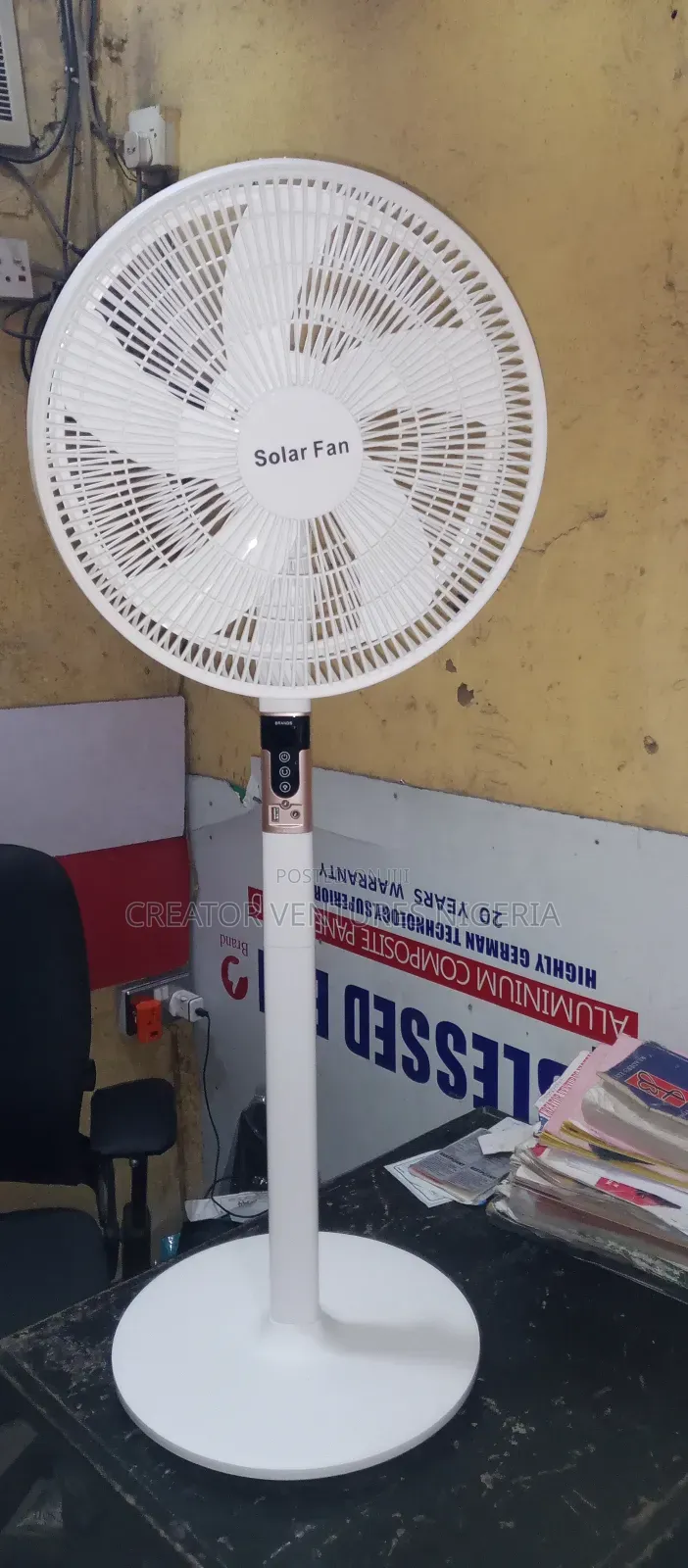 Solar Dc/Ac Rechargeable Standing Fan, Lithium Battery, 16"