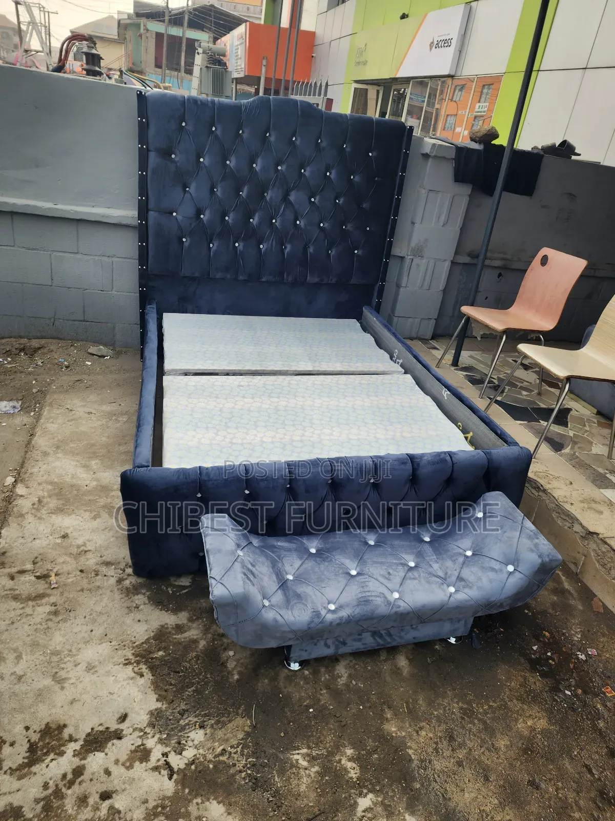 Padded Bed Frame With Its Accessories.