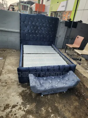 Padded Bed Frame With Its Accessories.