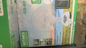 Solar Rechargeable Fan With Solar Panel 2 Bulb 12” GD-8019