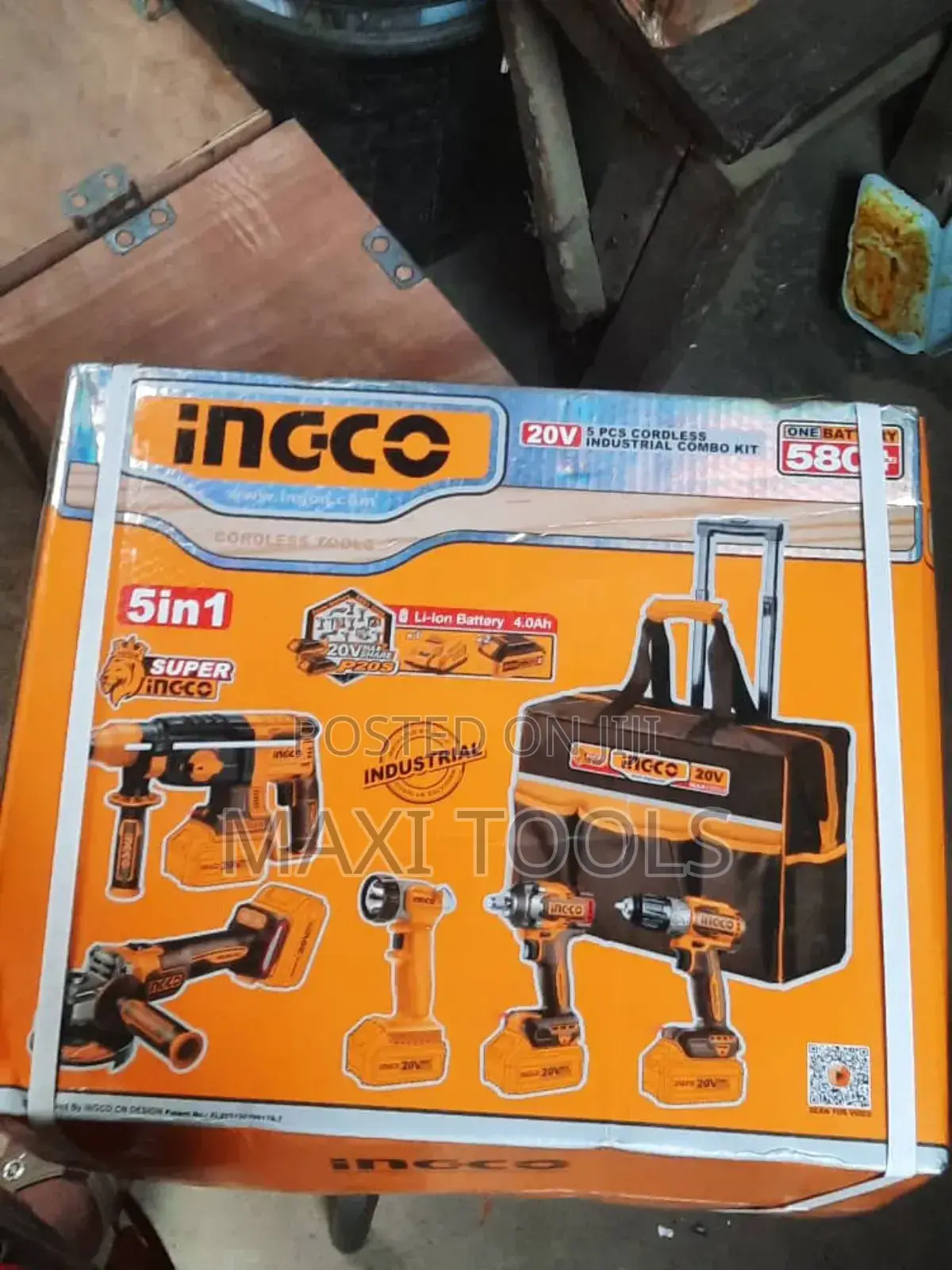 INGCO 20V 5-Piece Cordless Industrial Combo Kit