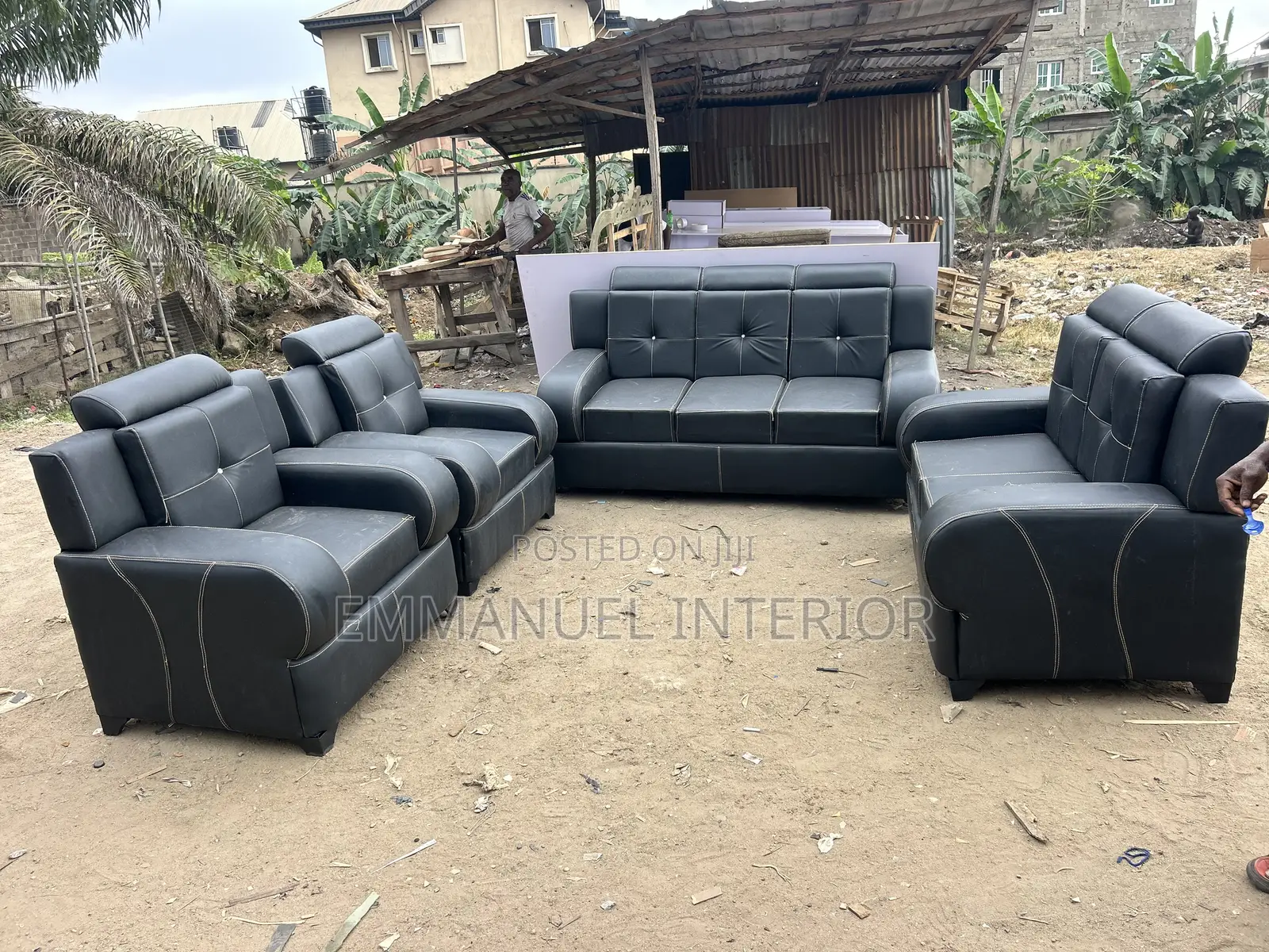 A Quality Black Leather Sofa