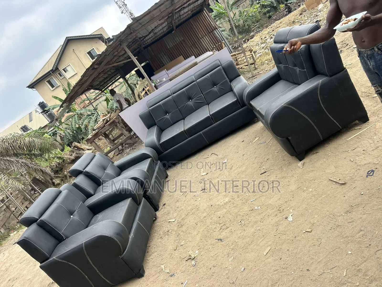 A Quality Black Leather Sofa