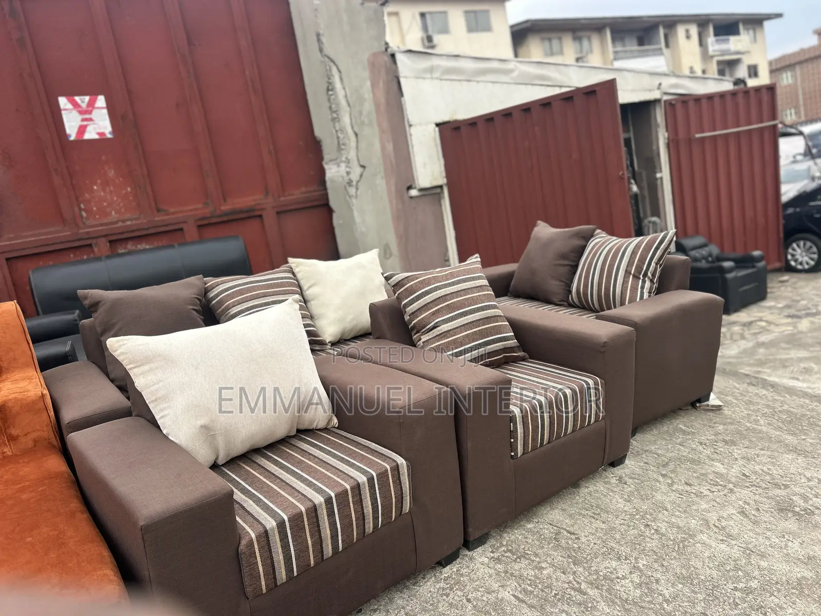 Brown Pillow Back Sofa