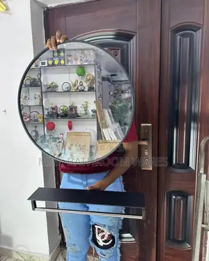 Framed Round Mirrors With Shelf