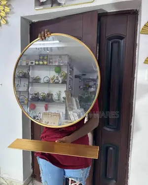 Framed Round Mirrors With Shelf