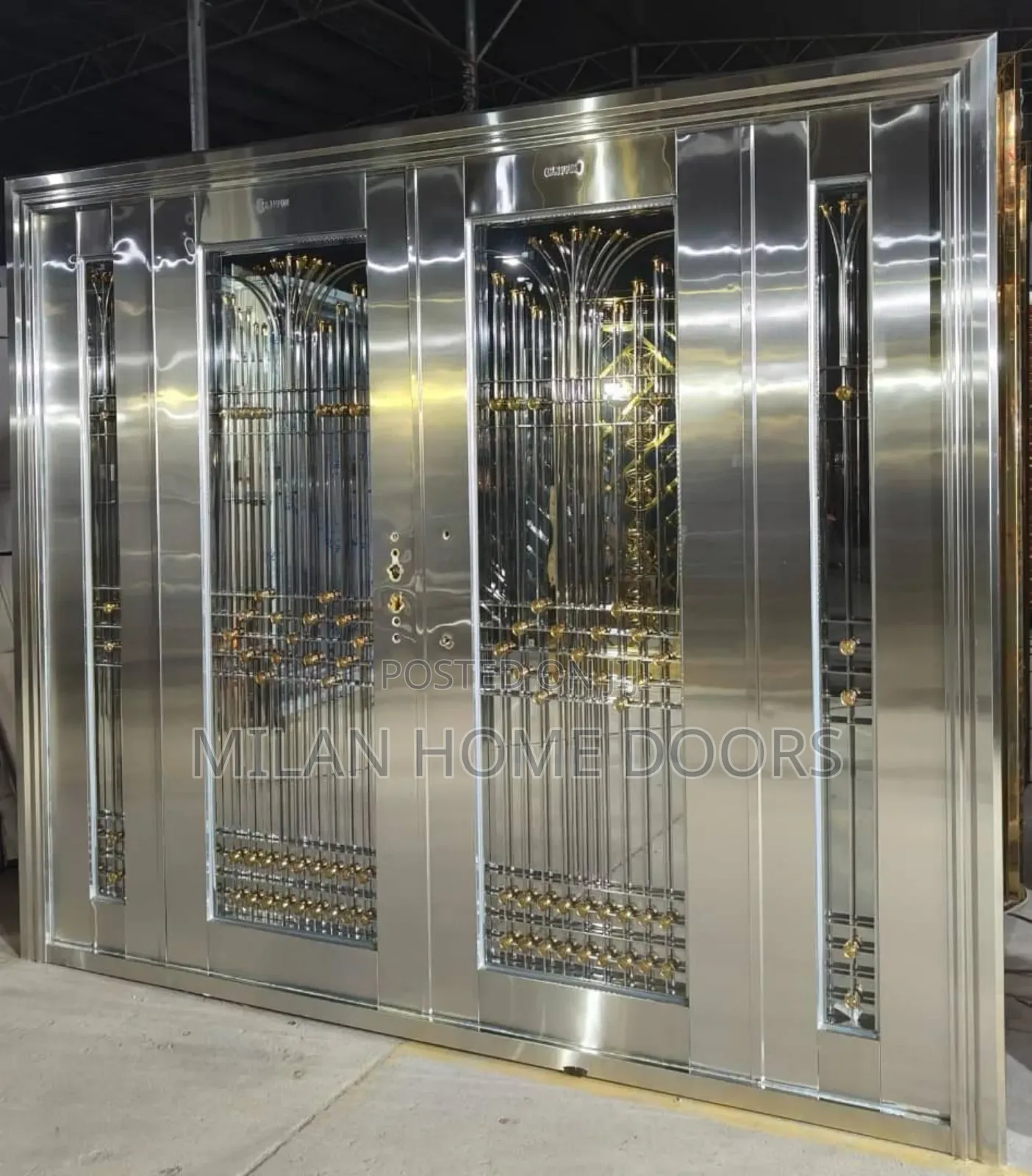 8ft by 7ft Silver Stainless Glass Door