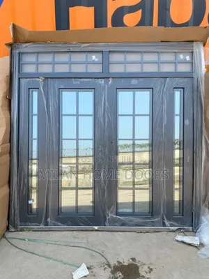 8ft by 8ft French Glass Entrance Gray Door