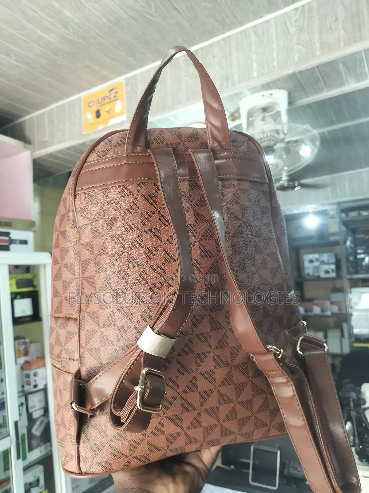 Multipurpose Women Backpack With Creative Patterns - Brown