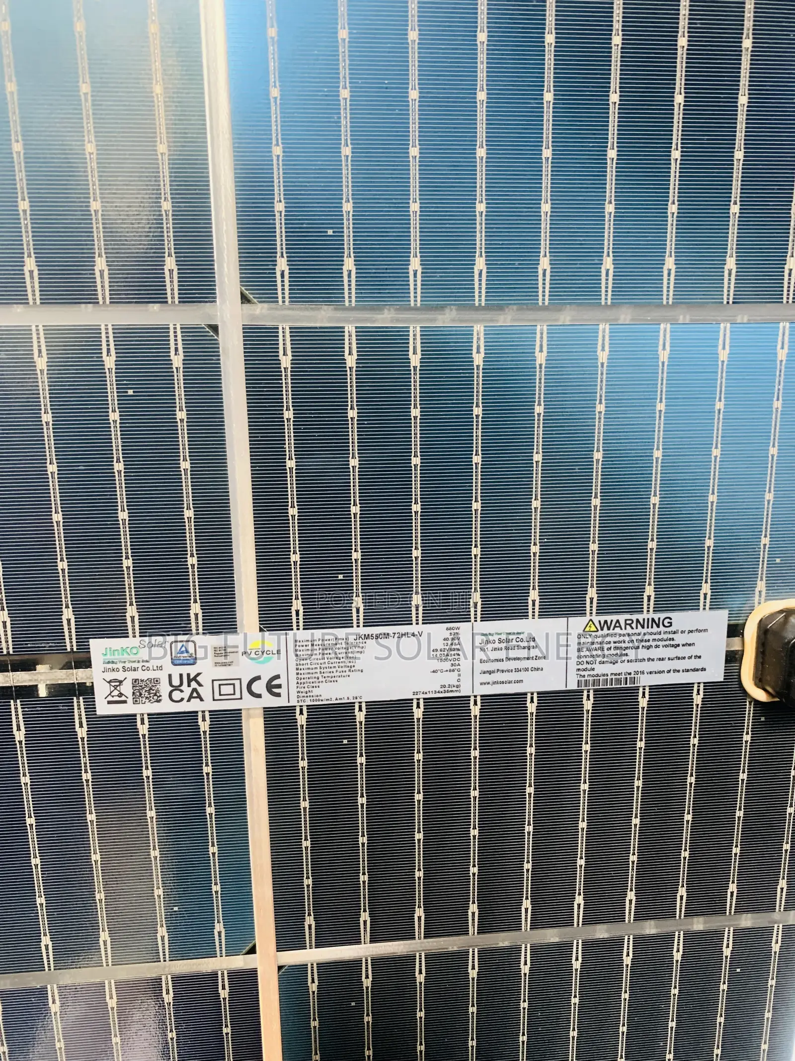 550watts Jinko Bifacial Solar Panel 144c