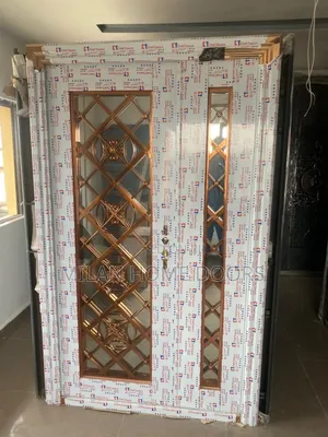 2.1m by 1.2m Gold Glass Entrance Door