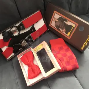 Suspenders Combo With Bow Ties Pocket Square Cufflinks