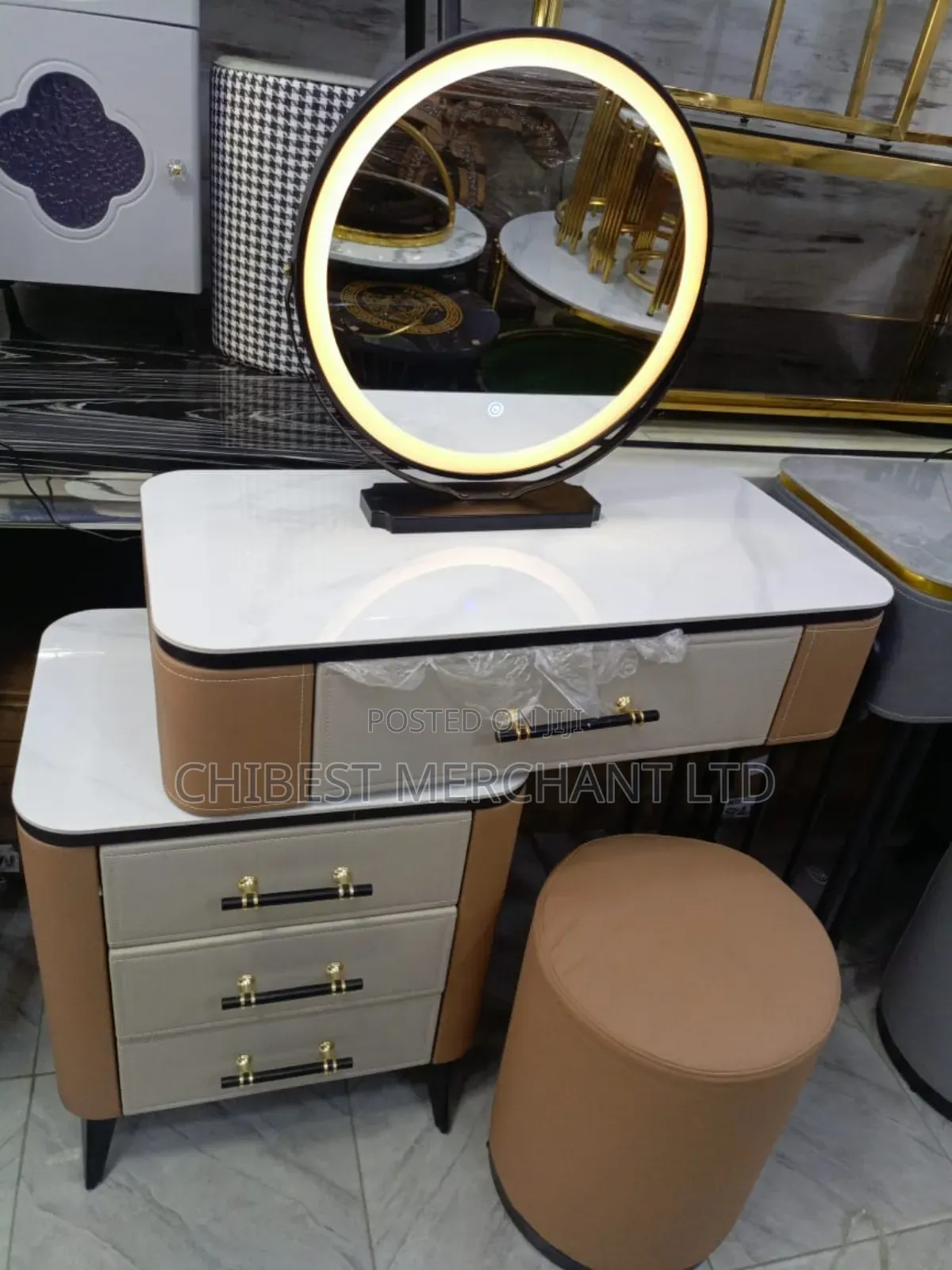Classic Console Dressing Mirror and Chair