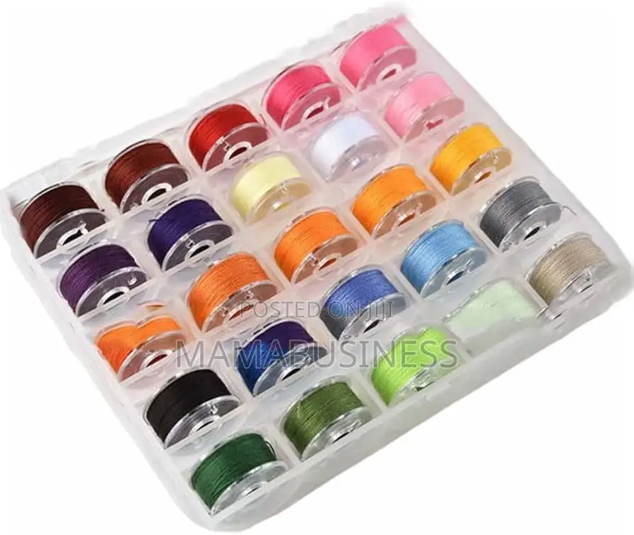 25 Colorful Thread Plastic Bobbins Box