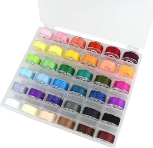 36 Colored Thread Plastic Bobbins Box