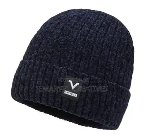 Winter Velvet Lining Beanie Cap Crochet Bonnet Knitted Hat
