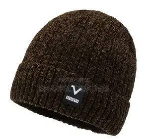 Winter Velvet Lining Beanie Cap Crochet Bonnet Knitted Hat