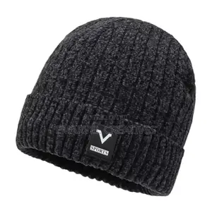 Winter Velvet Lining Beanie Cap Crochet Bonnet Knitted Hat