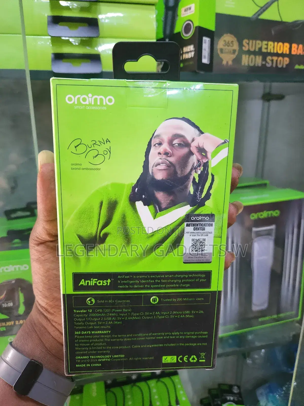Oraimo 20,000mah Type-C Input/Output Powerbank