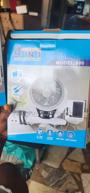 6 Inches 4 in 1 Solar Rechargeable Fan With Bulbs