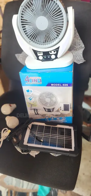6 Inches 4 in 1 Solar Rechargeable Fan With Bulbs