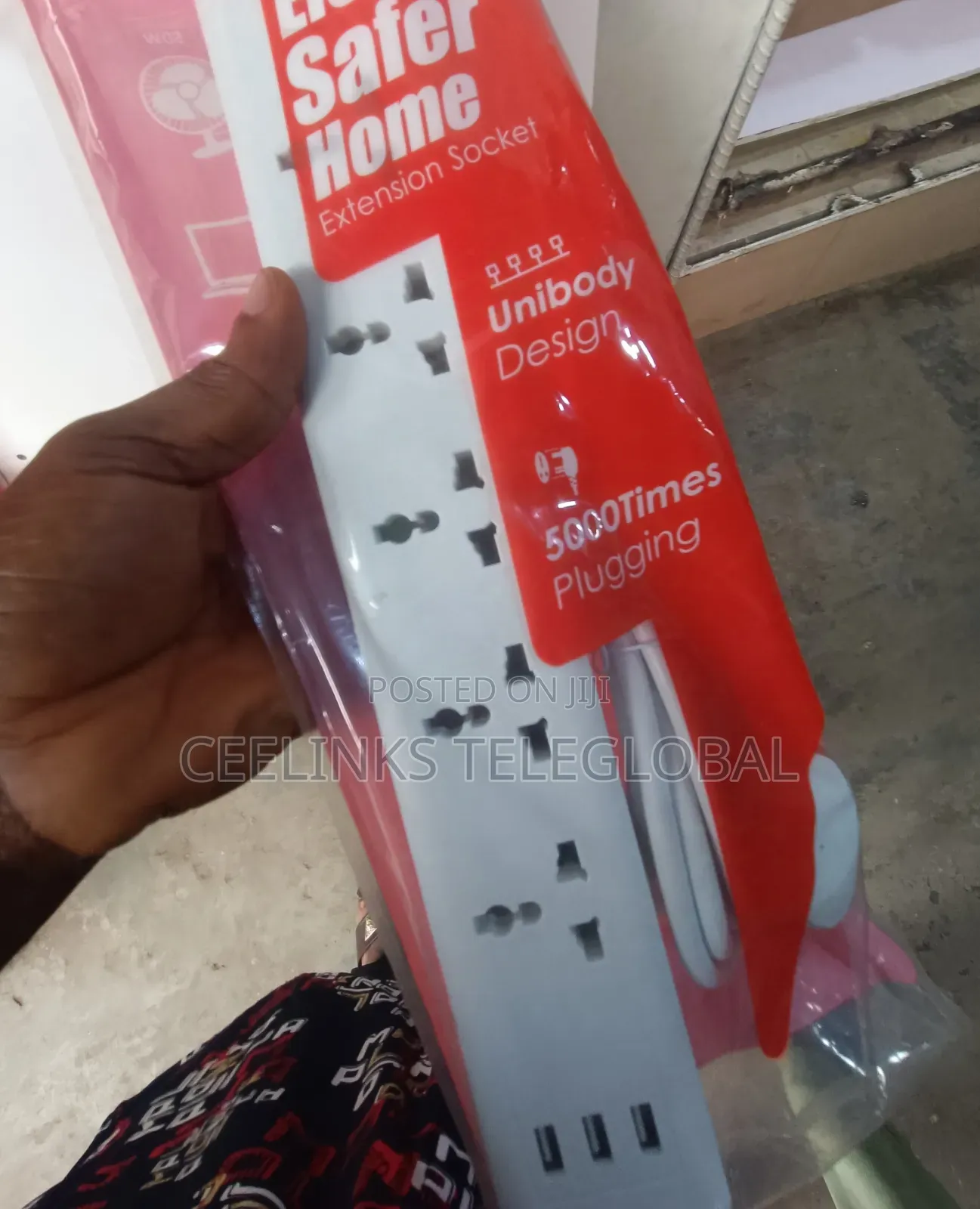 Itel 5 Sockets Extension Box Power Strip With 3 USB