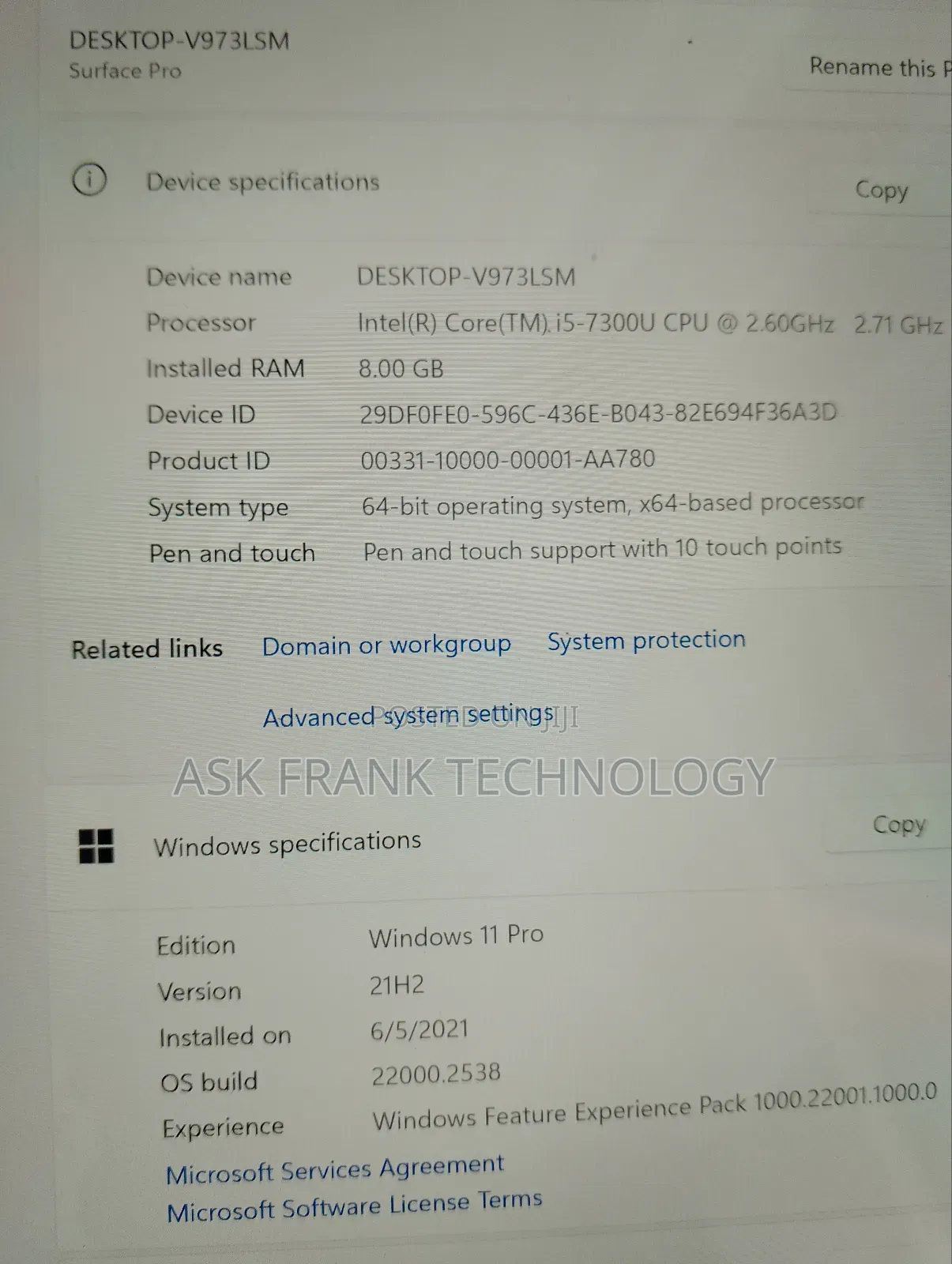 Laptop Microsoft Surface Pro 8GB Intel Core i5 SSD 256GB