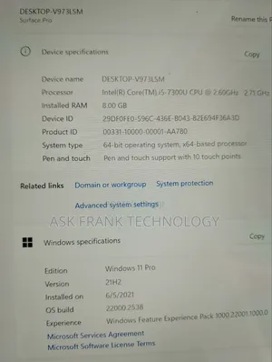 Laptop Microsoft Surface Pro 8GB Intel Core i5 SSD 256GB
