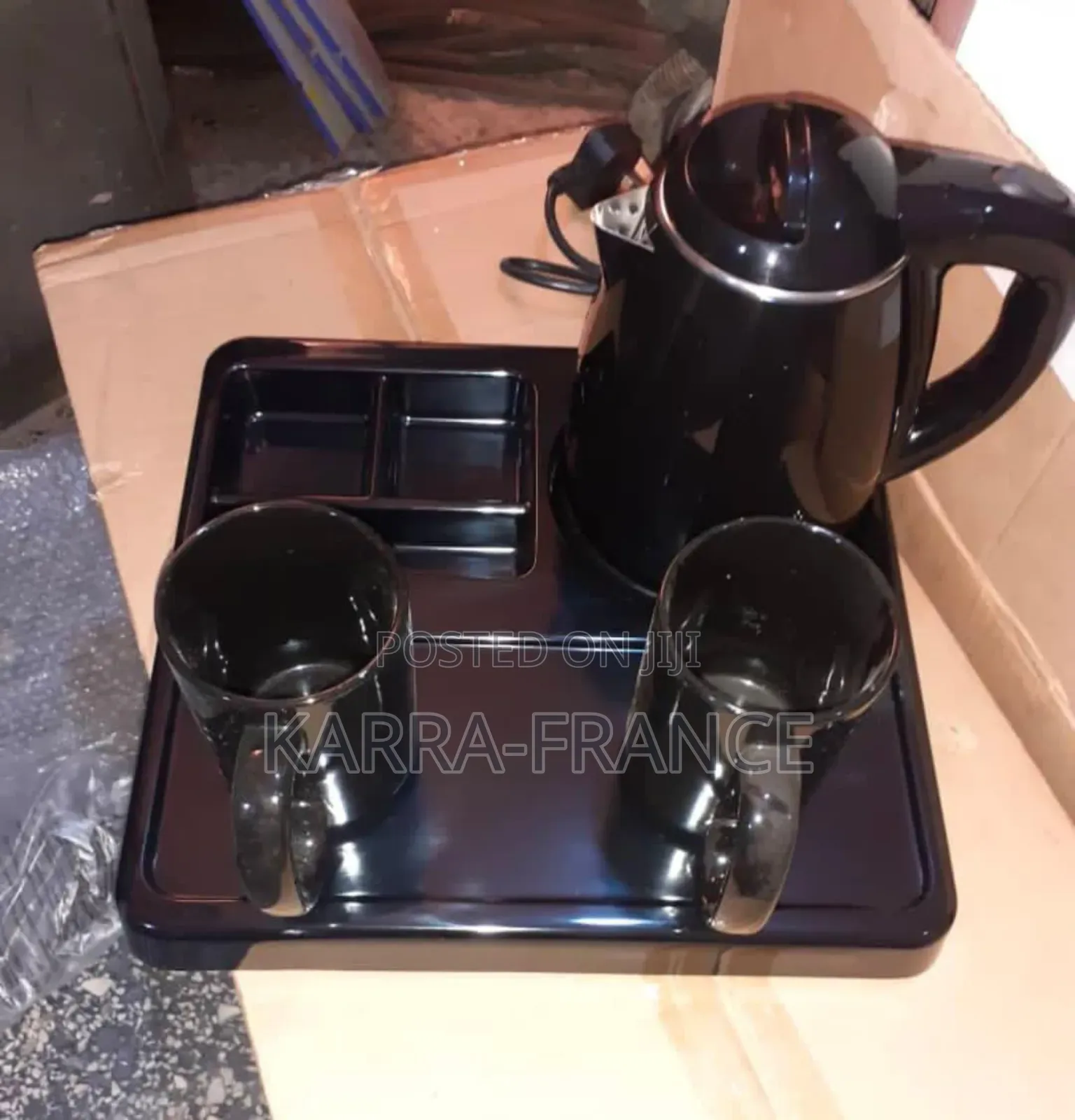 Hotel Kettle and Tray With Cups