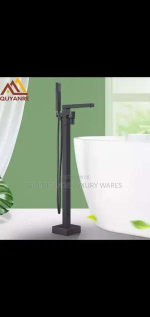 Square Free Standing Bathtub Mixer Black