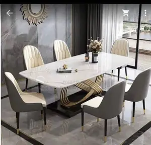 Marble Top Dining Table With Metal Base