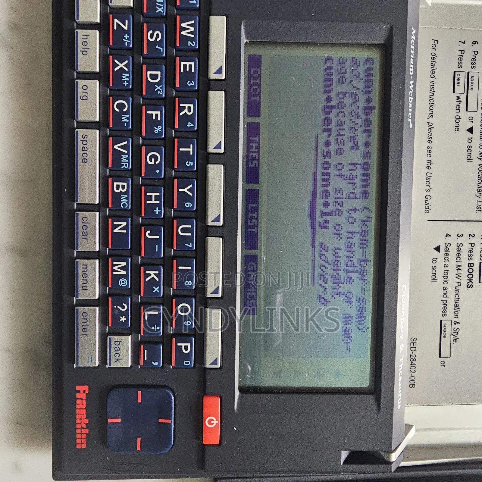 Electronic Webster Dictionary, Thesaurus Etc
