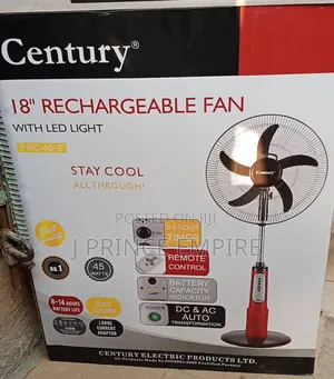 Century 18-Inch Rechargeable Fan With Led Light
