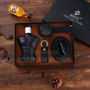 Joseu Men's Gift Set (Perfume, Belt,Key Holder Wrist Watch