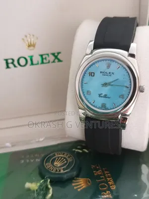 Rolex Geneve Flat Silver Rubber Strap Watch for Unisex