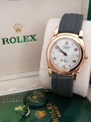 Rolex Geneve Flat Rose Gold Rubber Strap Watch for Unisex