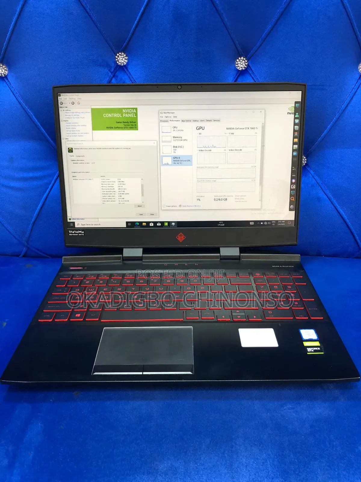 Laptop HP Omen 15-dh002nr 16GB Intel Core i7 SSD 512GB