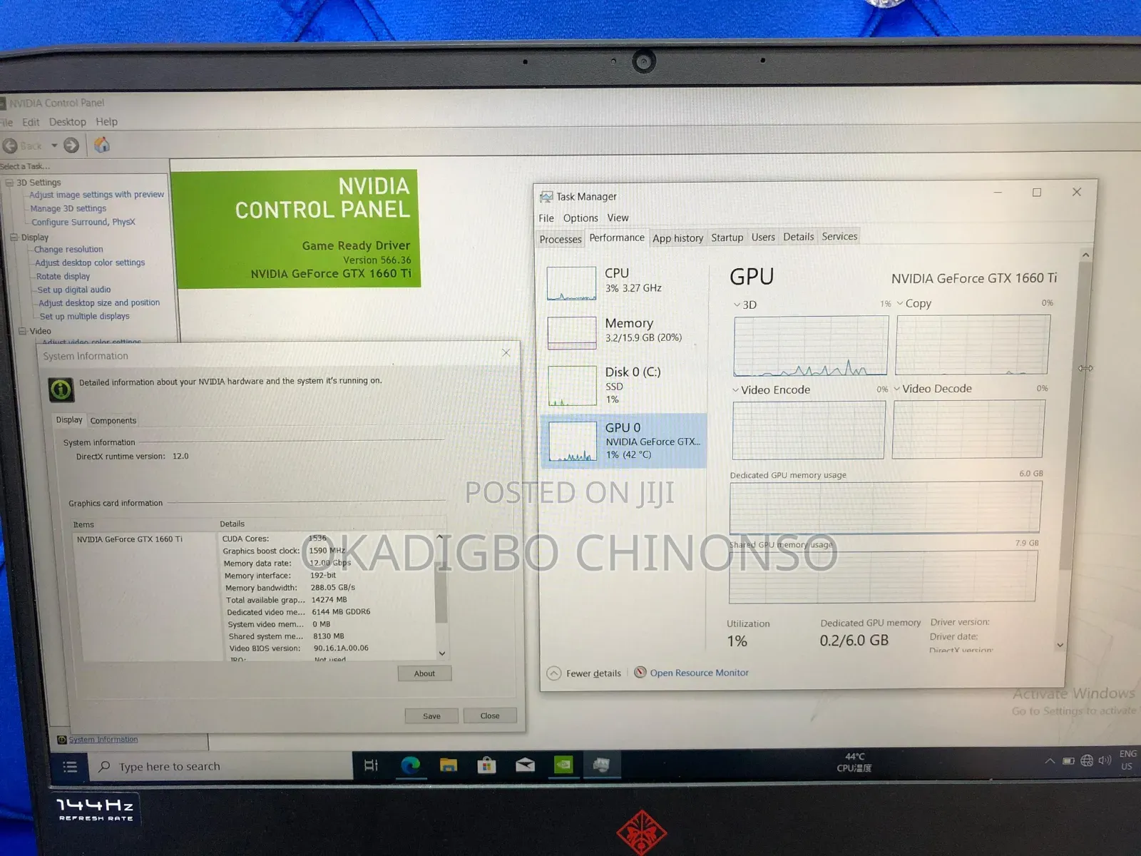Laptop HP Omen 15-dh002nr 16GB Intel Core i7 SSD 512GB