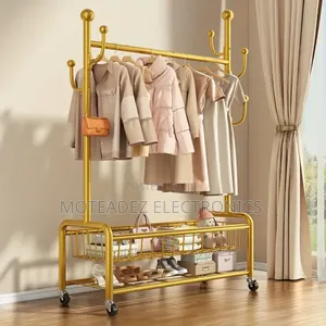 2 Layers Heavy Duty Luxury Golden Clothes Hanger W/Basket