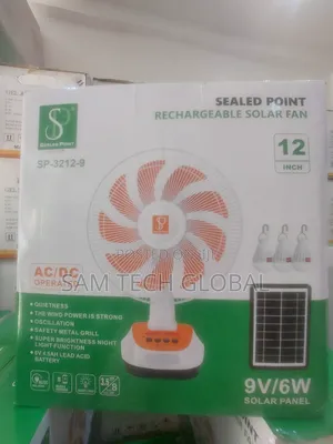 12 Inches 9 Blade Solar Powered Fan .