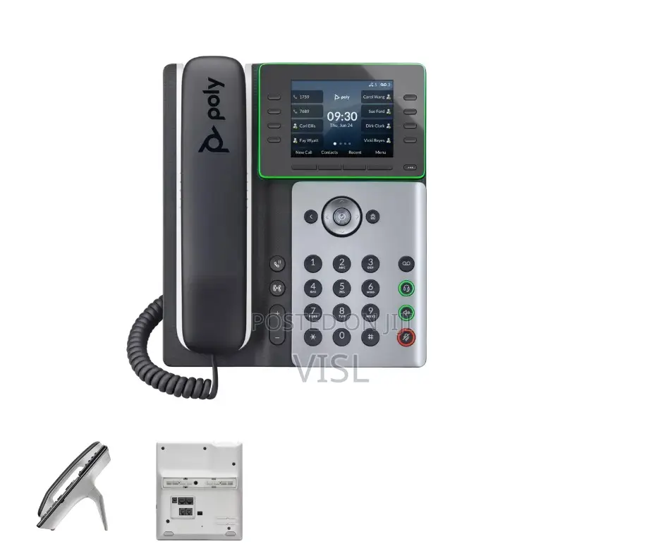 POLY Edge E300 IP Phone Black, Silver 8 Lines LCD