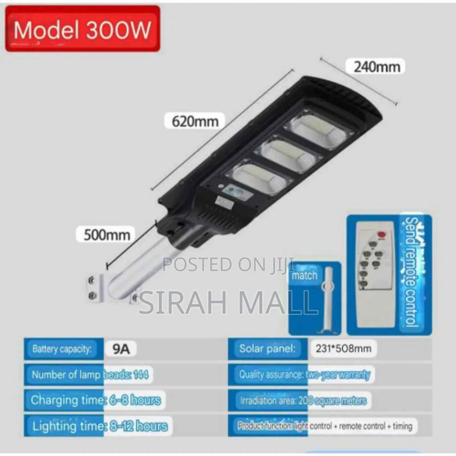 Complete Set 300w Solar Panel With Black Pole